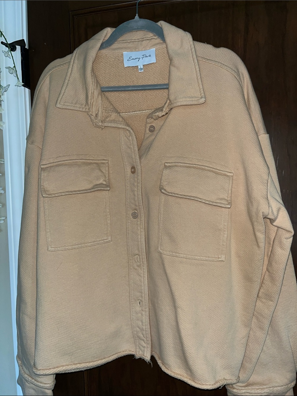Emery Park Tan Button-Front Shacket